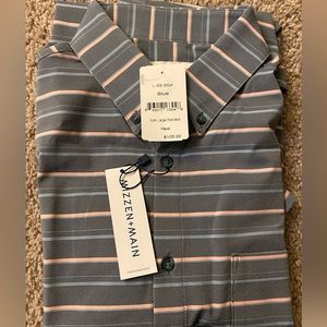 Mizzen+Main short sleeve mens striped dress shirt. Standard Large size.